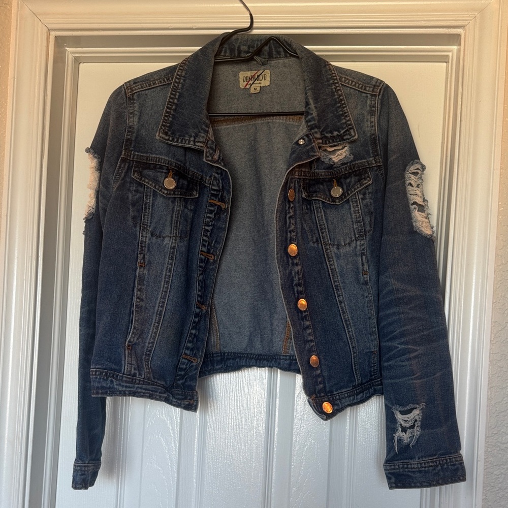 Trendy Distressed Denim Jacket